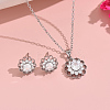 Retro Sunflower Brass Rhinestone Earrings & Necklace Set for Valentine's Day Women AC5993-1