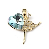 Real 18K Gold Plated Rack Plating Brass Micro Pave Clear Cubic Zirconia Pendants KK-C015-15G-07-1