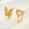 Butterfly Heart Brass Micro Pave Clear Cubic Zirconia Clip on Nose Rings FS-WGAE293-02-1