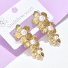 304 Stainless Steel & ABS Plastic Imitation Pearl 3 Flowers Stud Earrings EJEW-S253-21G-1