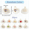30Pcs Natural Shell & Imitation Pearl Pendants PALLOY-SC0004-42-2