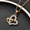 304 Stainless Steel Crystal Rhinestone Heart Pendant Cable Chain Necklaces for Women LS-NJEW-Z056-01A-G-3