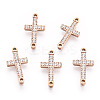 316 Surgical Stainless Steel Clear Cubic Zirconia Connector Charms STAS-ZX042-22RG-3