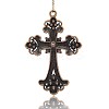 Nickel Free Red Copper Tone Alloy Rhinestone Budded Cross Big Pendants RB-J141-05R-NF-2