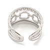 Non-Tarnish 304 Stainless Steel Ssquare Chain Open Cuff Ring for Women RJEW-A043-28P-3