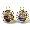 Iron Wrap-around Spiral Bead Cage Pendants IFIN-R239-03G-2