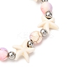 Starfish Synthetic Turquoise Beads & Brass Beads Stretch Bracelets BJEW-JB12417-01-3