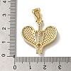 Heart Rack Plating Brass Clear Cubic Zirconia Pendants KK-U019-29G-3