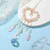 Natural Rose Quartz Chip Beads with Brass Findings Pendant Decorations HJEW-JM01814-01-2