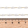 Handmade Brass & Faceted Rondelle Glass & Imitation Pearl Link Chain Necklaces for Women NJEW-F353-01G-5