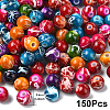 150Pcs Spray Painted Drawbench Acrylic Round Beads ACRP-YW0001-12A-1