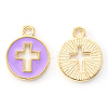 Light Gold Plated Alloy Enamel Pendants ENAM-R136-18C-2