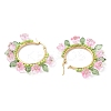 Glass Flower Hoop Earrings EJEW-TA00589-03-4