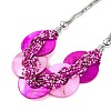 Spray Painted Disc Freshwater Shell & Acrylic Beaed Bib Necklaces NJEW-S427-01P-04-2