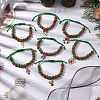 Christmas Wreath & Deer & Candy Cane Alloy Enamel Charm Bracelets BJEW-JB10893-2