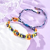 Flower Glass Seed Beaded Braided Bead Bracelets for Women Frineds BJEW-F493-10C-1