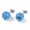 Synthetic Turquoise Stud Earrings EJEW-Z060-04P-04-1