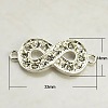 Silver Tone Alloy Grade A Crystal Rhinestone Infinity Links connectors X-RB-B066-A01S-1