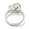 Heart with Letter Rack Plating Brass Micro Pave Cubic Zirconia Adjustable Rings for Women RJEW-I105-06P-V-3
