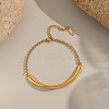 304 Stainless Steel Rolo Link Bracelets for Women BJEW-C129-03G-1