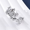 Brass Micro Pave Clear Cubic Zirconia Cuff Rings for Women RJEW-G345-02P-3