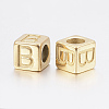 304 Stainless Steel Large Hole Letter European Beads X-STAS-H428-01G-B-2