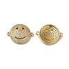 Eco-Friendly Rack Plating Brass Micro Pave Clear Cubic Zirconia Connector Charms KK-F853-31G-1