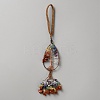 Copper Wire Wrapped Chakra Natural Gemstone Teardrop with Tree of Life Pendant Decorations HJEW-CJC0816-001R-1