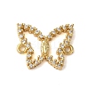 Rack Plating Brass Pave Clear Cubic Zirconia Hollow Butterfly Connector Charms KK-C067-07G-1