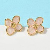 Flower Brass Enamel Stud Earrings EJEW-P341-03G-04-1