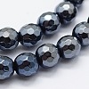 Electroplated Natural Agate Beads Strands G-G749-01E-8mm-3