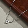 304 Stainless Steel Crystal Cubic Zirconia Triangle Pendant Necklaces for Women NJEW-Z064-02P-3