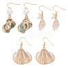 3 pairs 3 style Natural Shell Dangle Earrings with Plastic Pearl Beaded EJEW-AN0003-49-1