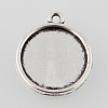 Tibetan Style Alloy Flat Round Pendant Cabochon Settings TIBEP-M022-31AS-1