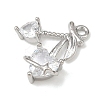 Brass Micro Pave Clear Cubic Zirconia Pendants KK-G545-20P-2