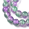 Two-Tone Crackle Baking Paint Transparent Glass Beads Strands X-CCG-T004-8mm-02-2