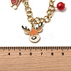 304 Stainless Steel Enamel & Plastic & Resin Deer Christmas Socking Bell Pendant Necklaces for Women LS-NJEW-Z092-02G-3
