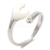 Natural Shell Spanner Open Cuff Ring with Cubic Zirconia RJEW-G288-07P-1