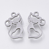 Tarnish Resistant 201 Stainless Steel Kitten Pendants STAS-S110-048P-1