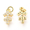 Brass Micro Pave Clear Cubic Zirconia Charms ZIRC-O036-30G-F-2
