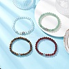 4Pcs 4 Styles Opalite & Natural Tiger Eye & Green Aventurine & Carnelian(Dyed & Heated) Cross Round Beaded Stretch Bracelet Sets for Men Women BJEW-JB12266-1