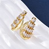 Brass Micro Pave Clear Cubic Zirconia Cuff Rings for Women RJEW-A062-02G-5