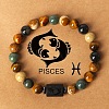 Twelve Constellations Natural Tiger Eye & Picture Jasper & Rhyolite Jasper Round & Column Beaded Stretch Bracelets for Women Men WG6FA5D-02-1