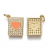 Brass Micro Pave Clear Cubic Zirconia Pendants ZIRC-B002-30G-I-2