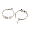 Tarnish Resistant 201 Stainless Steel Beaded Hoop Earrings with 304 Stainless Steel Pin for Women EJEW-F280-25P-2