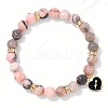 12 Constellations Natural Zebra Jasper Round Beaded with Enamel Heart Charm Bracelets WGB6967-11-3