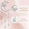 Natural Rose Quartz Chips & Metal Moon Butterfly Hanging Ornaments AJEW-WH20080-03A-5