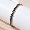 304 Stainless Steel Pave Horse Eye Jet Rhinestone Slider Bracelets for Women BJEW-G779-01G-3