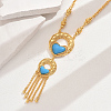 Fashionable Vintage Brass & Resin Imitation Gemstone Tassel Star Ring & Heart Pendant Necklaces for Women FQ7725-6-1