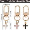 21Pcs 3 Colors Cross Alloy Enamel Pendant Decoration HJEW-CP00002-2